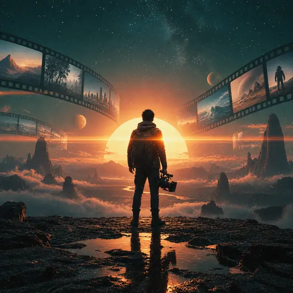 Atmospheric cinematic poster with dramatic lighting