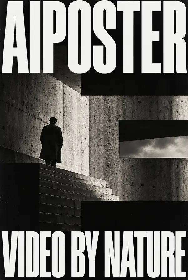 Monochrome brutalist poster with oversized experimental typography